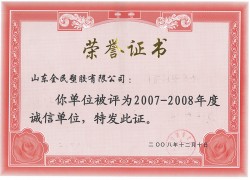 市級誠信企業(yè)榮譽市級2008.12